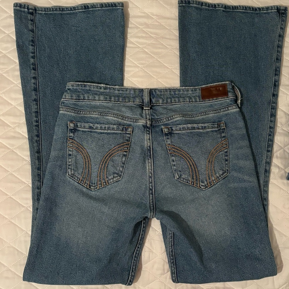 Hollister Blue low rise Flare Jeans with Vintage-Inspired Wash